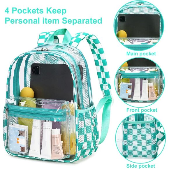 New Beautiful Green White Clear Small Backpack for Girls, Women's (12x12x6) - Picture 8 of 9